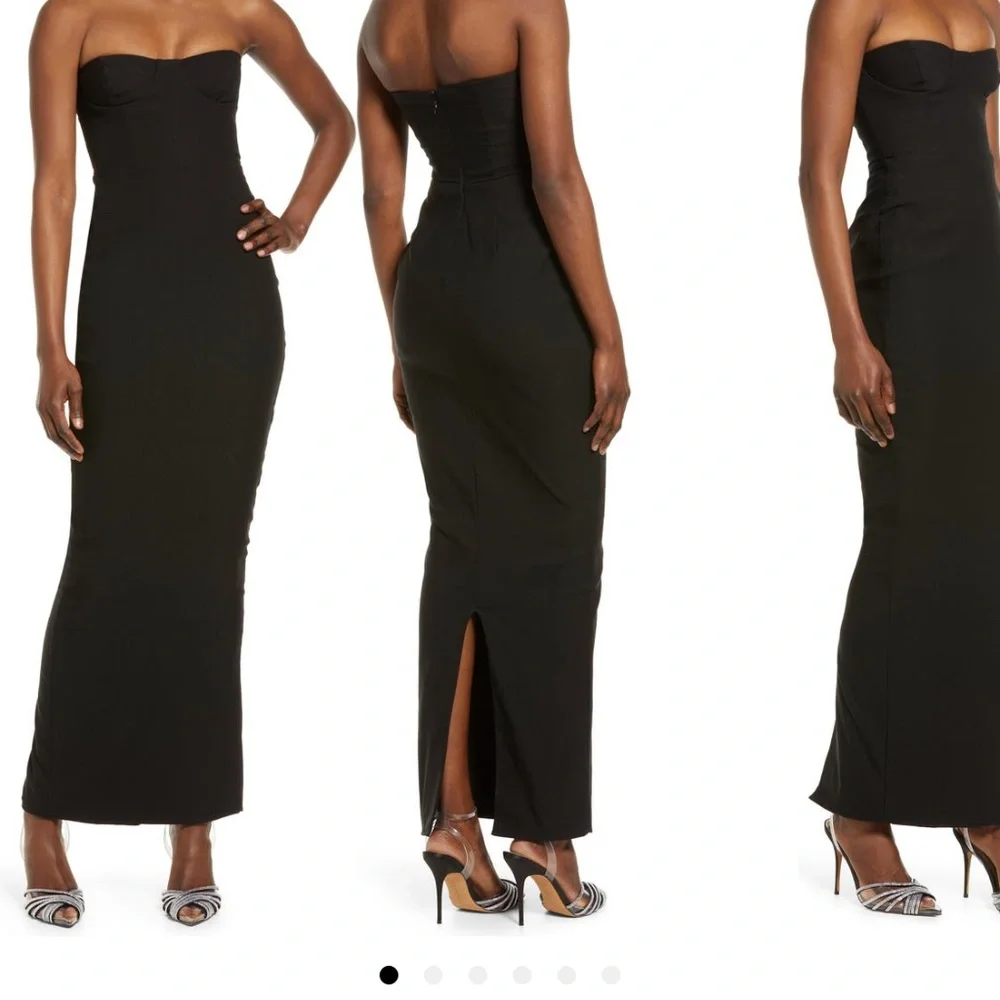 Lucia BLACK STRAPLESS CORSET MAXI DRESS - Picture 7 of 7